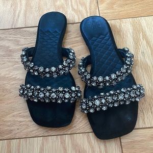 Tory Burch Black Crystal Slide Sandals Black Size 7